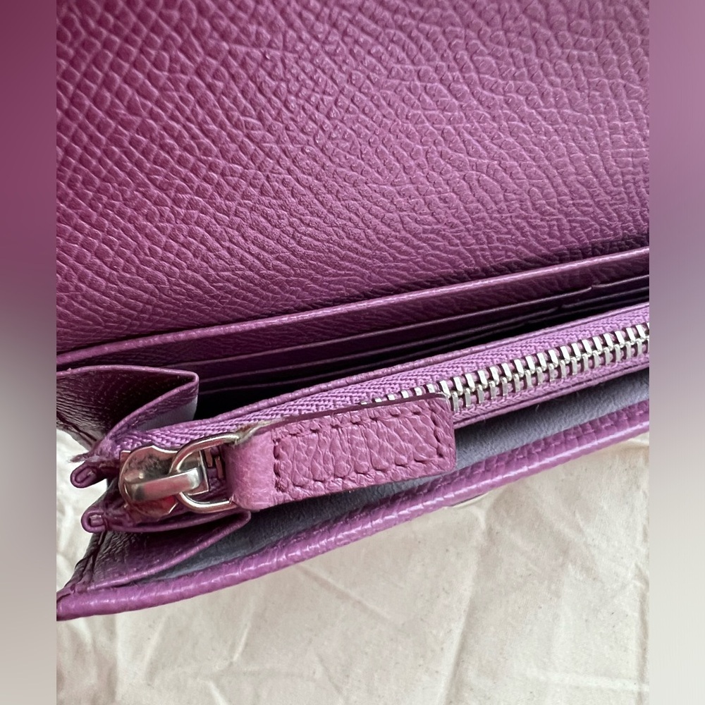 BVLGARI Bulgari Purple Lavender Saffiano Leather Continental Card Coin Wallet - Picture 15 of 16